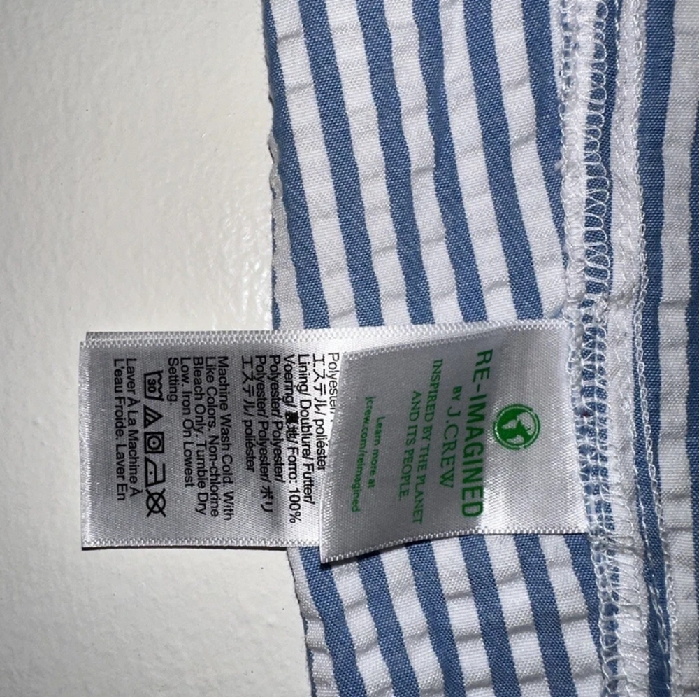 J Crew Swim Trunks Mens Medium Blue White Seersucker Lined 6" Shorts Surf Flex - Picture 11 of 12